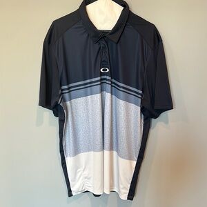 Oakley Men's Golf Blue Stripped Polo Shirt Shot Sleeve Size XL